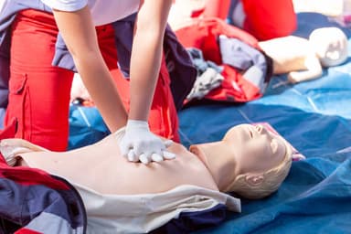 Students learning how to perform CPR